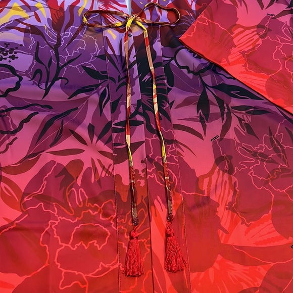 Fuzzi Long Gradient Print Satin Kimono - Picture 8 of 16